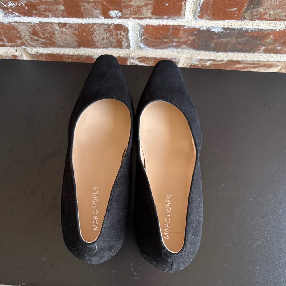 Marc Fisher Keri Black Suede Block Heel Pumps Size 8.5 - Picture 5 of 13